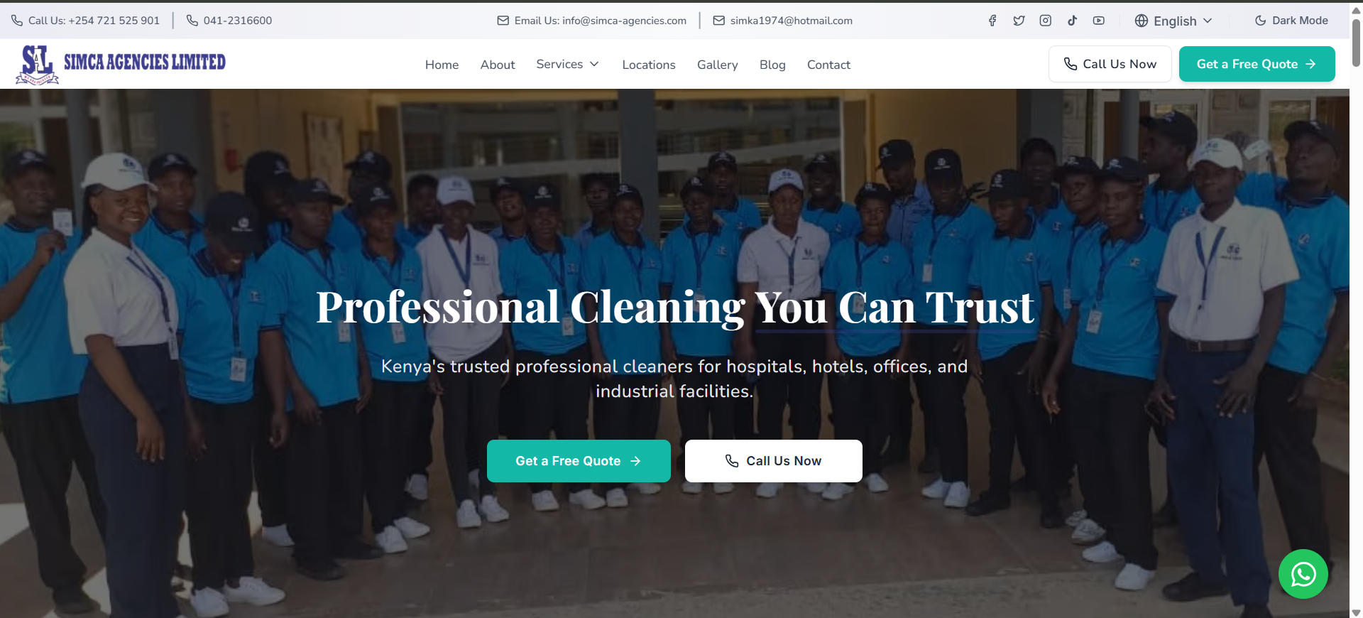 Simca Cleaning Website